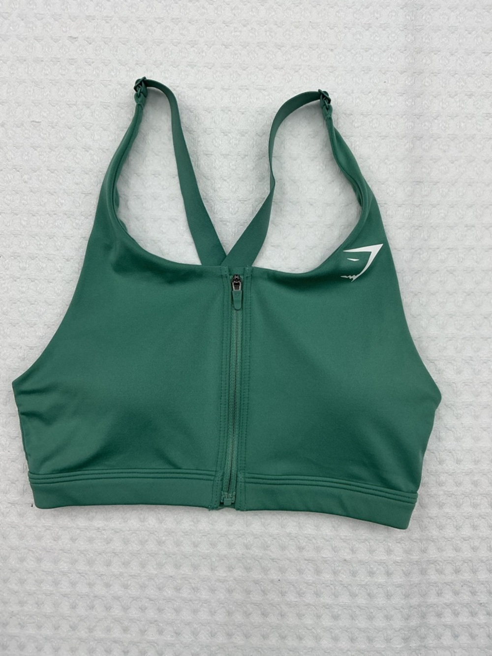 Gymshark Front-Zip Sports Bra in Emerald Green